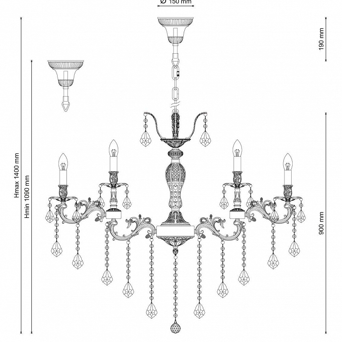 Люстра Lucia Tucci BARLETTA 122.12.6 antique