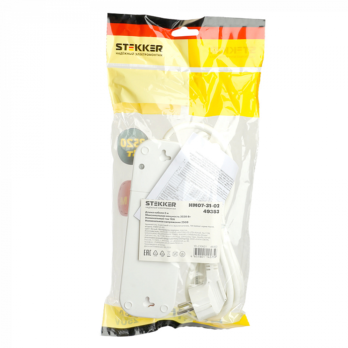 Удлинитель/сетевой фильтр STEKKER 49354