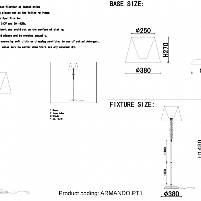 Торшер Crystal Lux ARMANDO PT1 CHROME