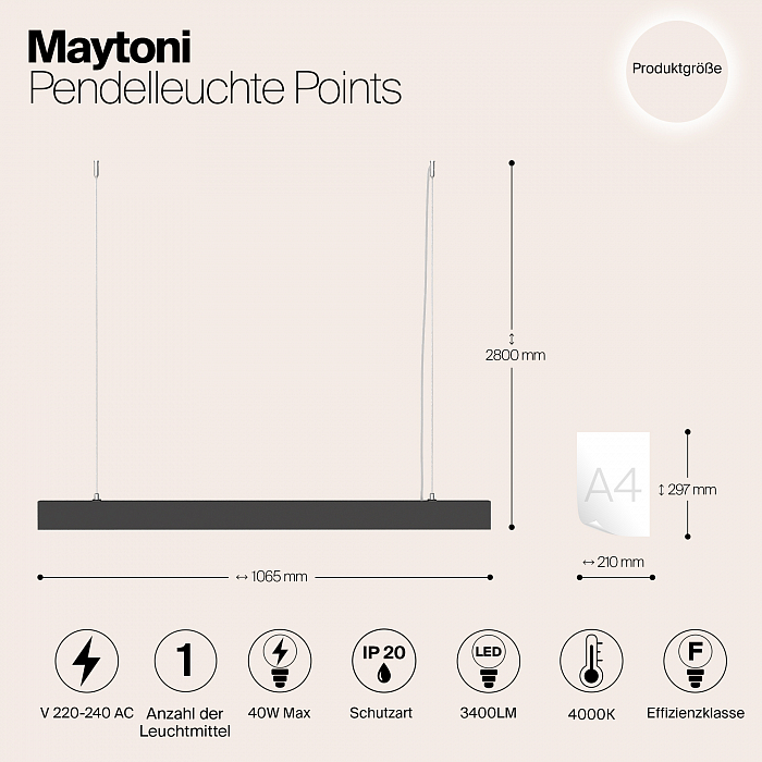 Светильник Maytoni P050PL-L40B4K